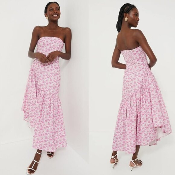 Hyacinth HouseNEW Pink & White Floral Ruffle Hem Camellia Midi Dress Size XXL